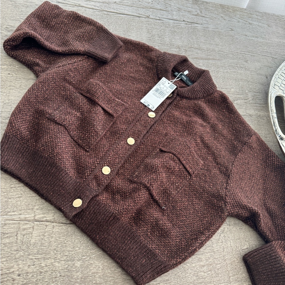 NWT! Mango cardigan bomber jacket with gold buttons